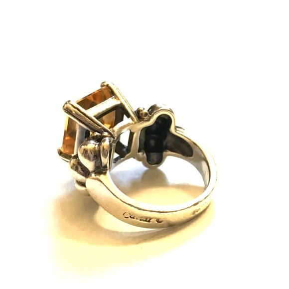 Lagos Glacier Caviar Emerald Cut Citrine Ring Womens 5 Sterling Silver Gold M - Picture 8 of 14